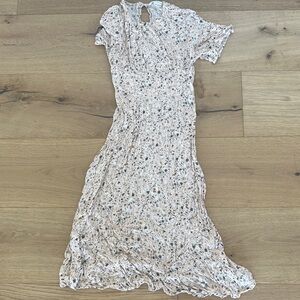 Downeast Floral Print Women's Dress small pink gray